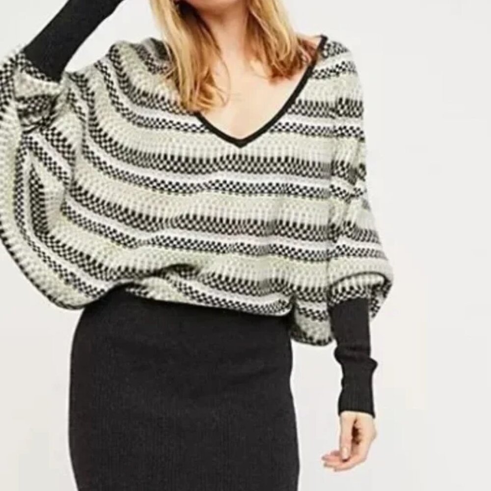 FREE PEOPLE fair isle slouchy sweater dress DOLMAN SLEEVE cashmere